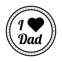 sceau de fête des pères heureux avec style de ligne de coeur vecteur