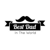sceau de fête des pères heureux avec style de ligne de moustache vecteur