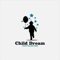 enfant rêves logo dessins concept vecteur, des gamins éducation logo symbole, les enfants atteindre étoile vecteur