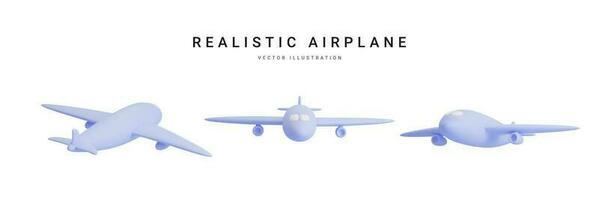 ensemble de 3d réaliste avion isolé sur blanc Contexte. vecteur illustration