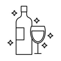 icône de style de ligne de boisson bouteille et tasse de vin vecteur