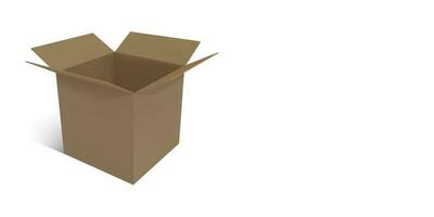 réaliste papier carton marron livraison boîte avec ombre isolé sur blanc Contexte. ouvert boîte. vecteur illustration