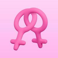 3d réaliste lesbienne symbole. rendus femelle le sexe icône. vecteur illustration