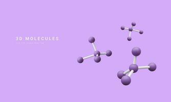 3d réaliste abstrait molécules isolé sur Contexte. scientifique bannière pour médecine, la biologie, chimie et science concept dans dessin animé style. vecteur illustration