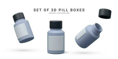ensemble de 3d réaliste pilule boîte isolé sur blanc Contexte. vecteur illustration