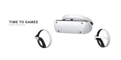 3d réaliste virtuel réalité des lunettes et jeu manette isolé sur blanc Contexte. Bienvenue à métaverse concept. vecteur illustration