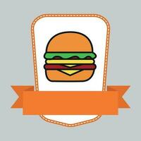 modèle vectoriel de conception de logo de hamburger, logo de restauration rapide, illustration de conception minimale moderne à plat de badge.