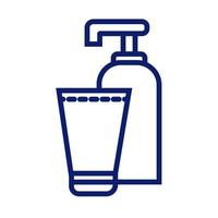 icône de style de ligne de bouteille de savon antibactérien vecteur