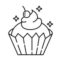 icône de style de ligne délicieux cupcake sucré