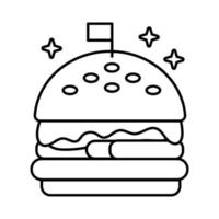 icône de style de ligne de restauration rapide burger délicieux vecteur