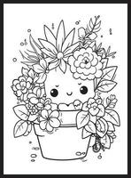 mignonne kawaii fleur coloration pages vecteur