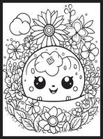 mignonne kawaii fleur coloration pages vecteur