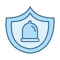 icône bleue de remplissage de ligne de préservatif de contraception de santé sexuelle vecteur