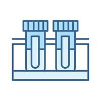 icône bleue de remplissage de ligne d'équipement de tubes à essai de chimie médicale