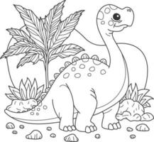 vecteur illustration de dinosaure pour coloration page et coloration livre