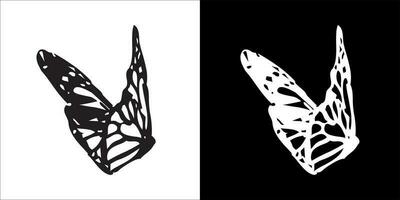 illustration, vecteur graphique de papillon icône, dans noir et blanc, avec transparent Contexte