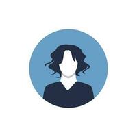 rond profil image de femme avatar pour social réseaux. mode, beauté, bleu et noir. brillant vecteur illustration dans branché style.