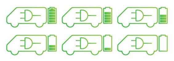 électrique voiture mise en charge Icônes ensemble. différent niveau de charge de le auto. adapté pour application ou présentation vecteur