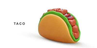 3d réaliste taco sur blanc Contexte. vecteur illustration.