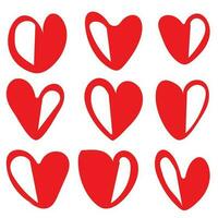 cœur Icônes ensemble, main tiré Icônes et des illustrations pour valentines et mariage vecteur