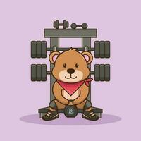 ours animal levage kettlebell vecteur conception. Gym faire des exercices dessin animé vecteur icône illustration