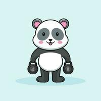 mignonne dessin animé Panda ours sur une aptitude périple avec une kettlebells vecteur