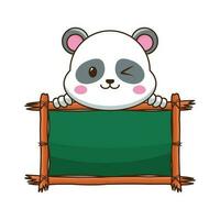 adorable et mignonne dessin animé Panda illustration détient une Vide signe isolé sur blanc Contexte vecteur