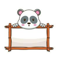 mignonne dessin animé Panda ours illustration en portant une Vide signe avec tous les deux mains isolé sur blanc Contexte vecteur