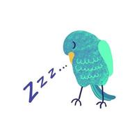 illustration vectorielle colorée d'oiseau endormi mignon peut être utilisée pour des vêtements de bébé en tissu imprimé t-shirt enfantin ou une décoration de chambre d'enfants ou une invitation ou une carte de voeux et des affiches vecteur