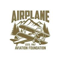 ancien avion aviation badge logo conception vecteur modèle