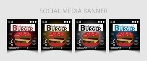 nourriture menu social médias Publier modèle ou restaurant social médias Publier modèle conception. Burger promotion affiche. vecteur
