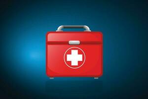 vecteur texturé plat conception rouge médical premiers secours valise blanc traverser cercle emblème illustration conception