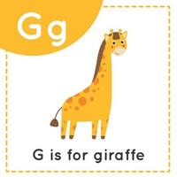 apprendre l'alphabet anglais pour les enfants lettre g girafe de dessin animé mignon vecteur