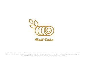 rouleau gâteau logo conception illustration. Facile ligne art silhouette minimaliste gâteau rouleau nourriture pâte goût délicieux gâteau pain crêpe Accueil cuire boulangerie savoureux pâte cuisine café restaurant cuisinier blé farine. vecteur
