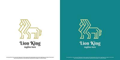 minimaliste Lion logo conception illustration. plat Créatif silhouette géométrie ligne sauvage animal jungle Lion Facile majesté élégant minimaliste Royal luxe monogramme prédateur carnivore mammifère gros chat. vecteur