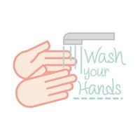 nouvelle prévention normale de se laver les mains après un plat de style fait à la main de coronavirus vecteur