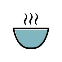chaud fumant bouillon bol icône. en bonne santé soupe ou nouille tasse Facile icône vecteur