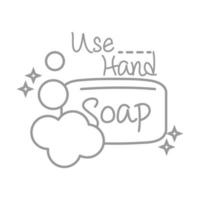nouvelle prévention des mesures de savon pour les mains à usage normal après le style de ligne fabriqué à la main de coronavirus vecteur
