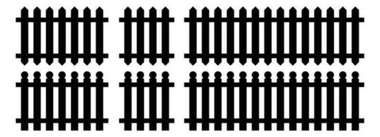 ensemble de clôture silhouette dans plat style vecteur illustration. noir clôture isolé sur blanc