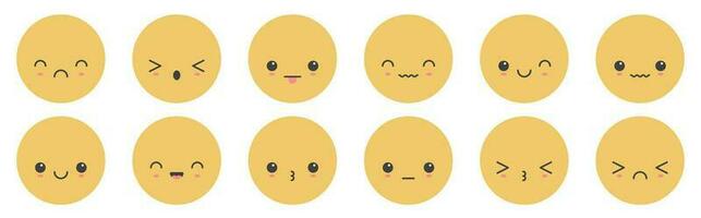 dessin animé emoji visages avec différent ambiance vecteur illustration collection