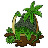 dessin animé brontosaure dans le jungle vecteur