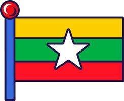 myanmar syndicat nationale drapeau sur mât vecteur