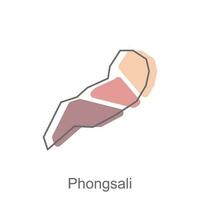 carte de phongsali coloré géométrique avec contour vecteur conception, monde carte pays vecteur illustration modèle