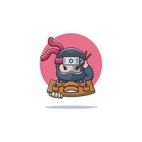 ninja Sushi personnage logo conception. vecteur