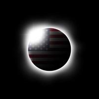 éclipse solaire ou lunaire et vecteur de drapeau américain