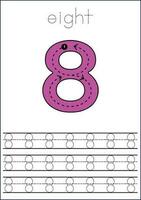vecteur Nombres tracé feuille de travail pour des gamins - tracé pointillé lignes et Nombres