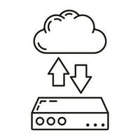 Les données échange nuage icône, protéger éloigné Info stockage, base de données ordinateur La technologie information contour plat vecteur illustration, isolé sur blanche.