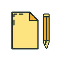 en bois règle crayon document icône, éducatif institution processus, retour à école contour plat vecteur illustration, isolé sur blanche.