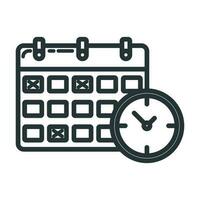 calendrier date limite temps icône, éducatif institution processus, retour à école contour plat vecteur illustration, isolé sur blanche.
