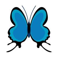 icône de style plat bleu insecte beau papillon vecteur